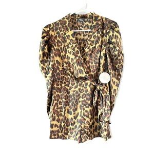 Milk & Honey Women's Leopard Print Tie Waist Romper - Various Sizes